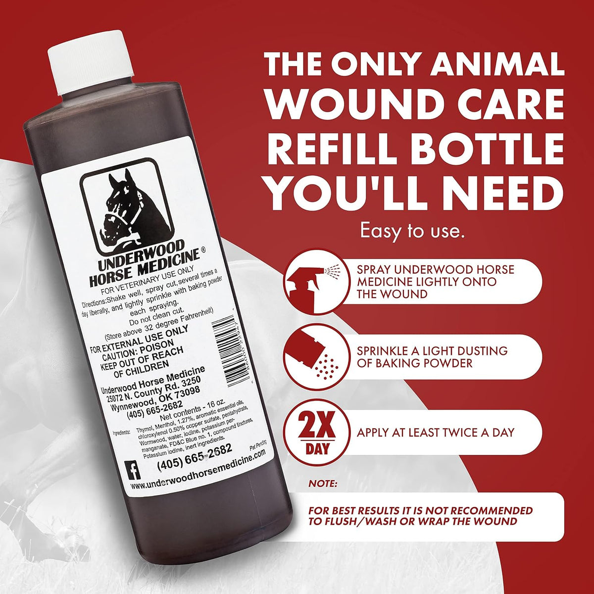 Underwood Horse Medicine 16 ounce refill spray bottle