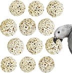 PINVNBY natural sola wood ball bird toy front view for foraging