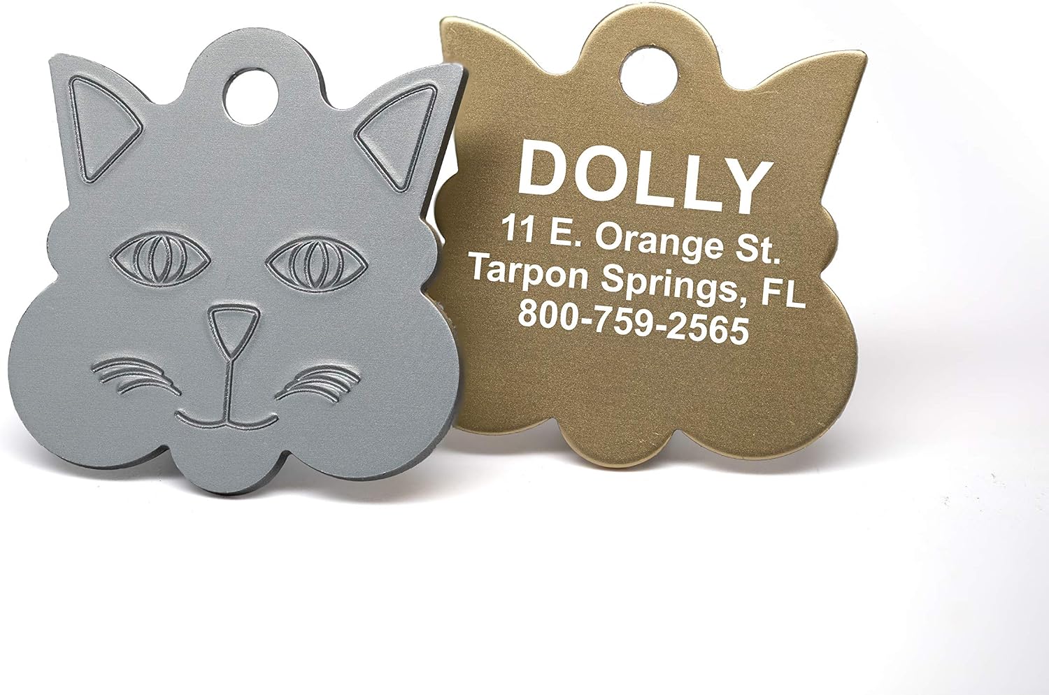 Round and heart shaped customized pet identity tags for dogs and cats