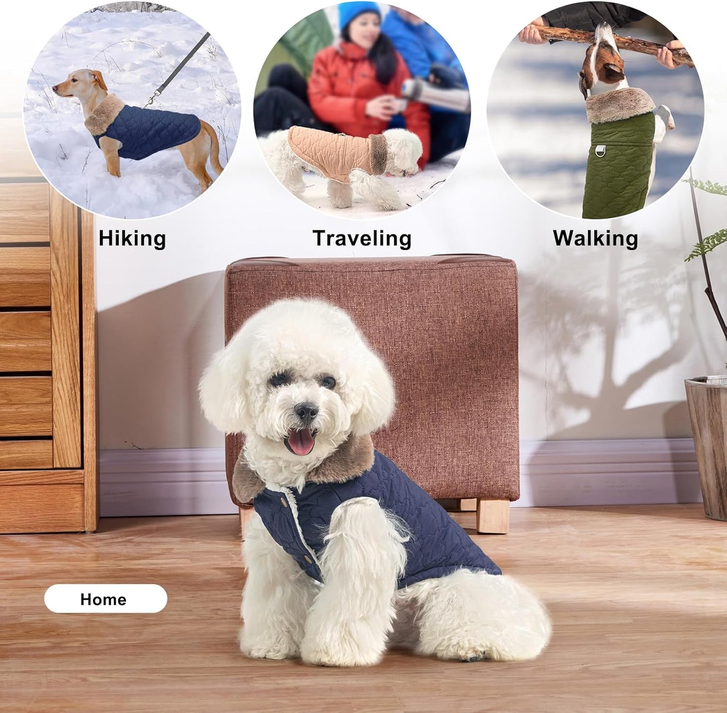 BEAUTYZOO warm dog puffer vest interior double layer fleece lining material