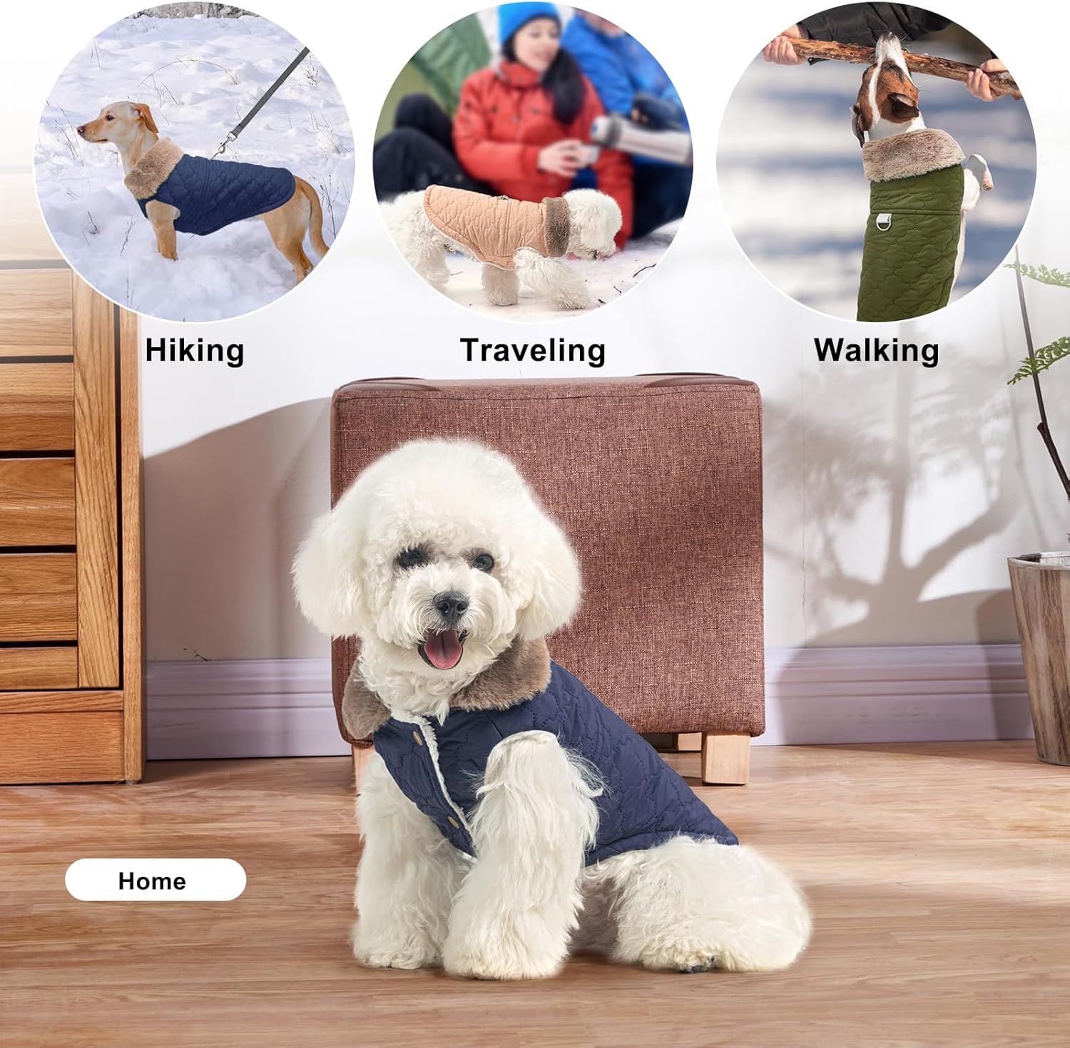 BEAUTYZOO warm dog puffer vest interior double layer fleece lining material