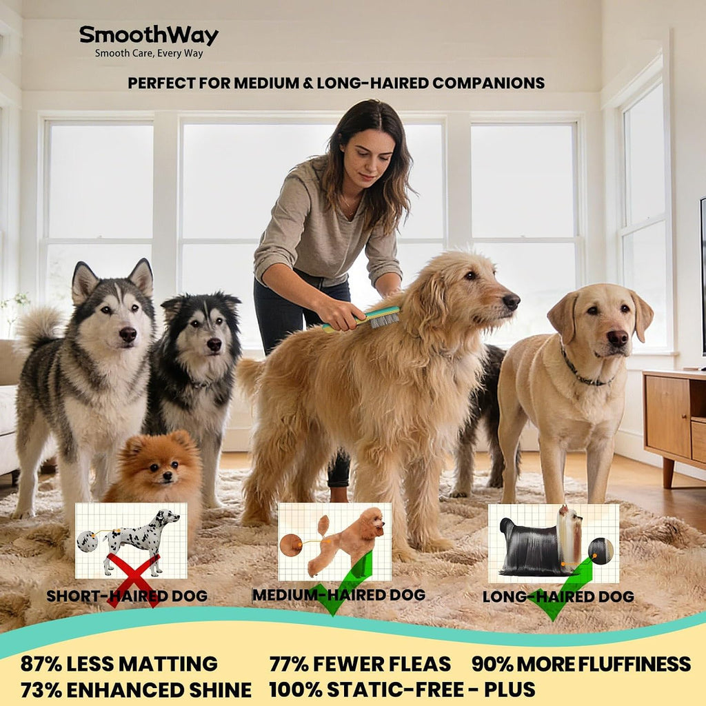 User holding Smoothway rechargeable flea comb for pet grooming