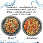 Bowl filled with rehydrated fruit and vegetable mix