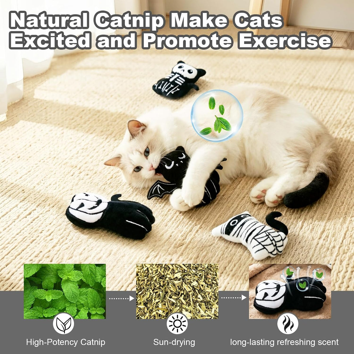Catnip Halloween Cat Toys, Goth Kitten Toy for Indoor Cats ,4PCS - Image 5