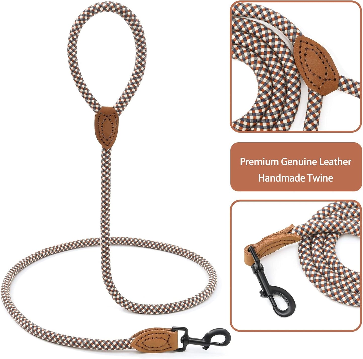 Mile High Life durable nylon and cotton climbing rope leash for large dogs.