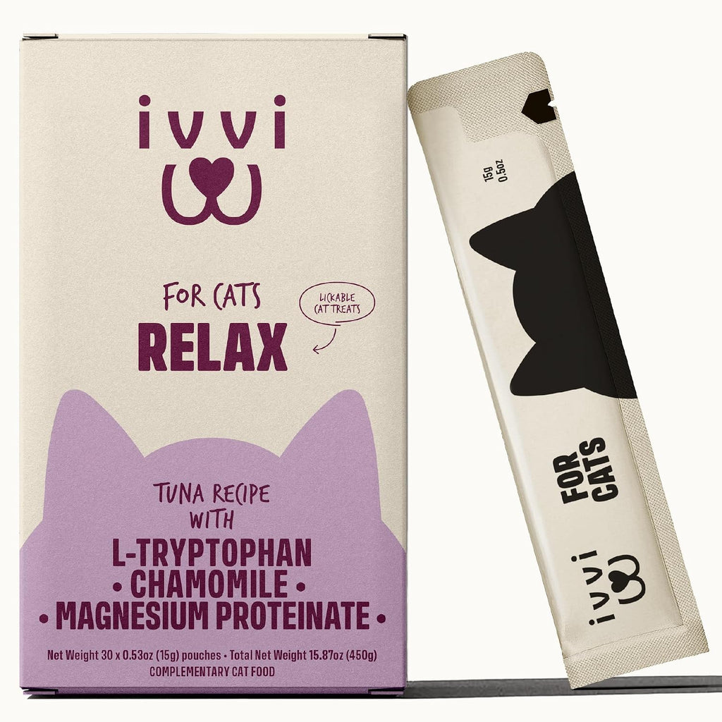 Ivvi Relax Essence Cat Calming Cream front view of the packaging box containing 30 sachets