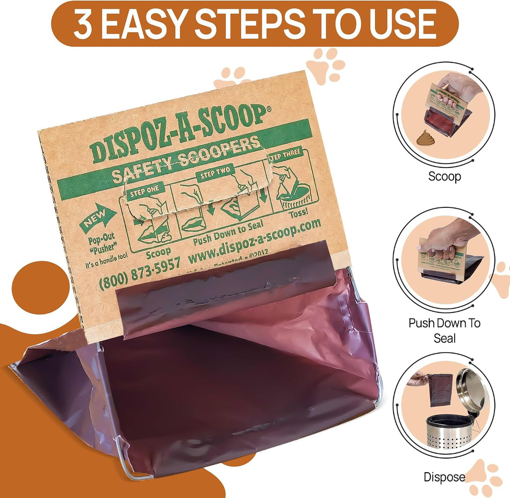 Dispoz-A-Scoop no-touch sanitary pet waste disposal bags packaging