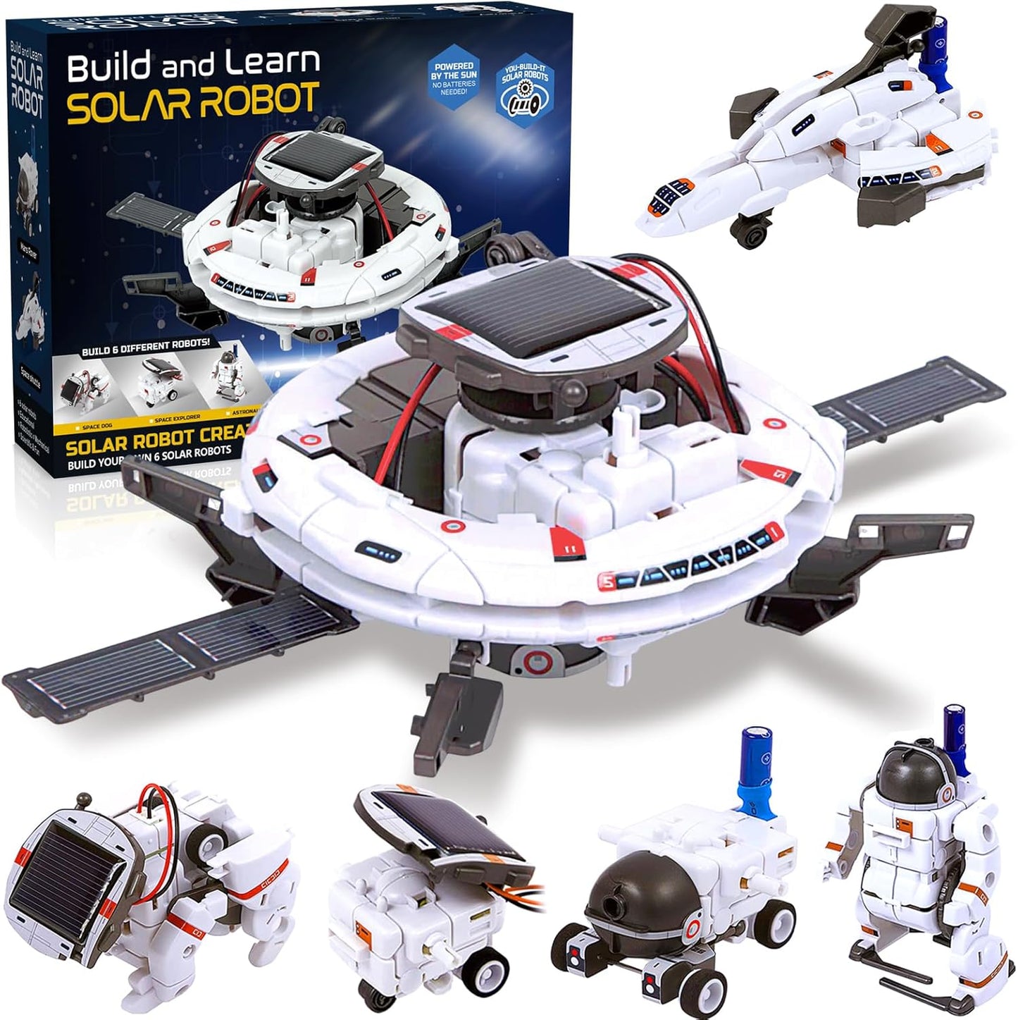 Hechify 6 in 1 solar robot building kit front view packaging for kids STEM learning