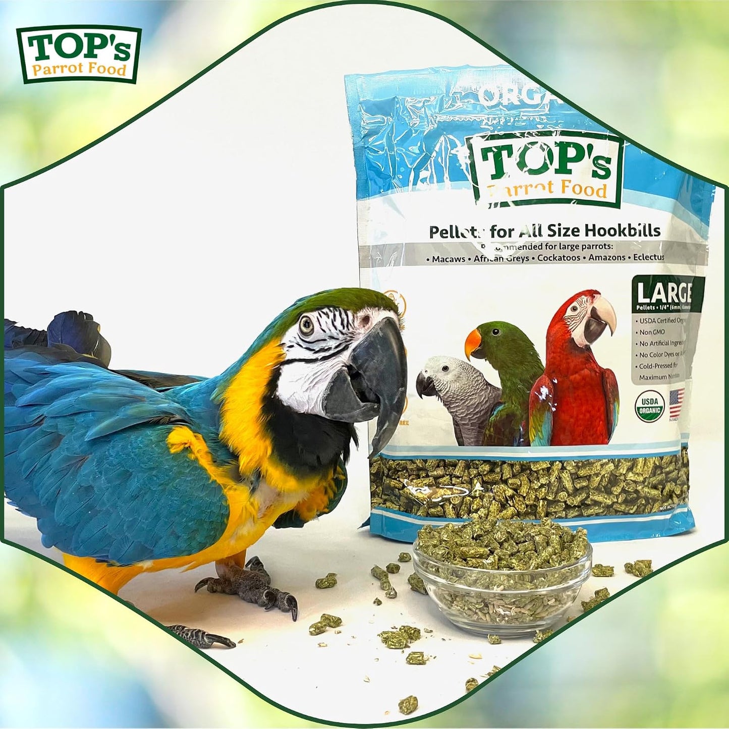 Authentic USA imported TOP's parrot food packaging