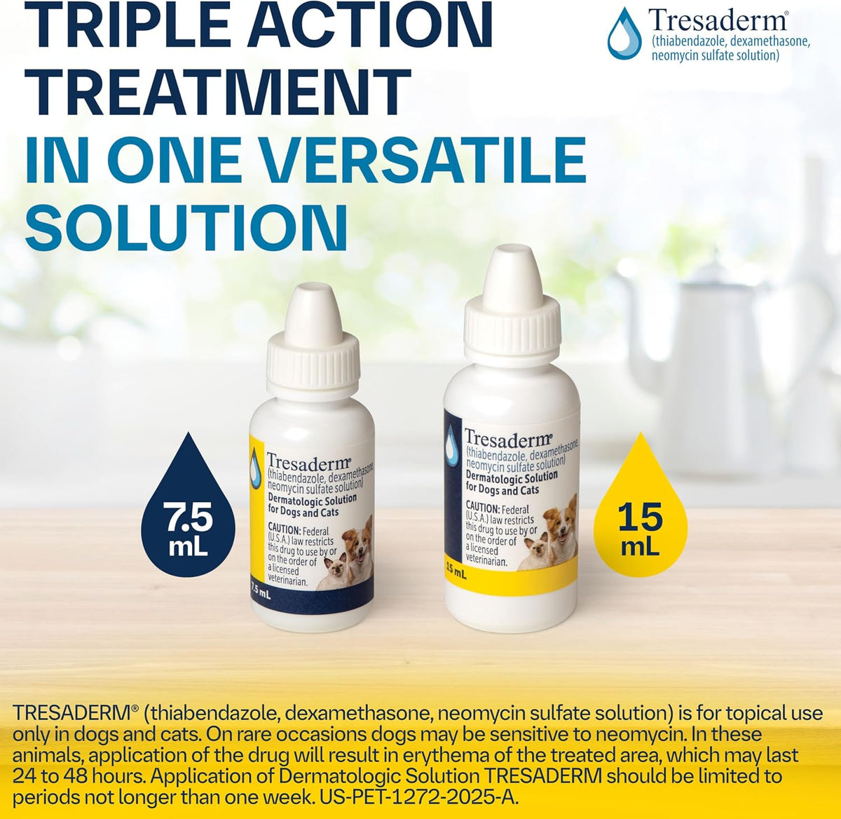 Tresaderm 15 milliliters dropper bottle label details