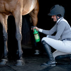 Pyranha water-based fly spray bottle in stable setting