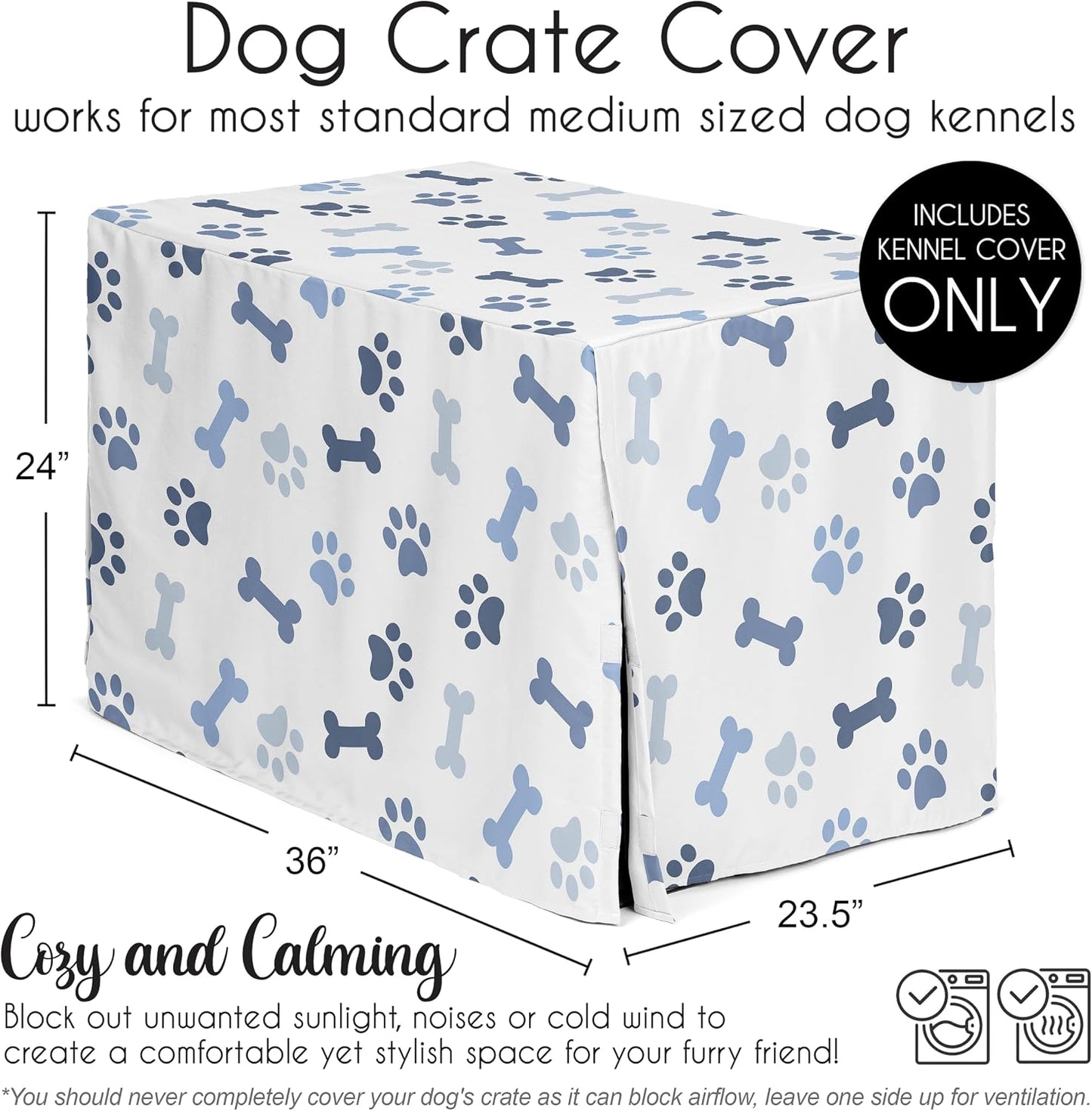 Modern slate navy blue pet crate cover pattern