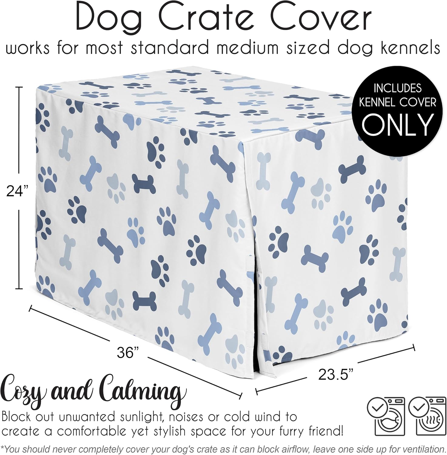 Modern slate navy blue pet crate cover pattern