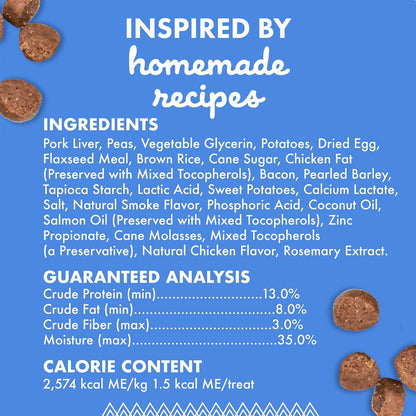 Low calorie healthy dog training treats with pork liver base.