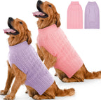 Dog Sweater 2 Pack for Small Dogs, Size S, Pink & Purple | Stretchy cable knit turtleneck, machine washable, high belly cut, comfy winter fit for Chihuahua, Maltese - Image 15