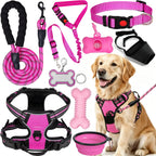 No Pull Dog Harness Adjustable Collar & Leash Set - Dog Halter Harnesses Collapsible Bowls & Poop Bag Dispenser Muzzle ID Tags Toys Fits Small Medium Large Dogs (Pink-M) - Image 13