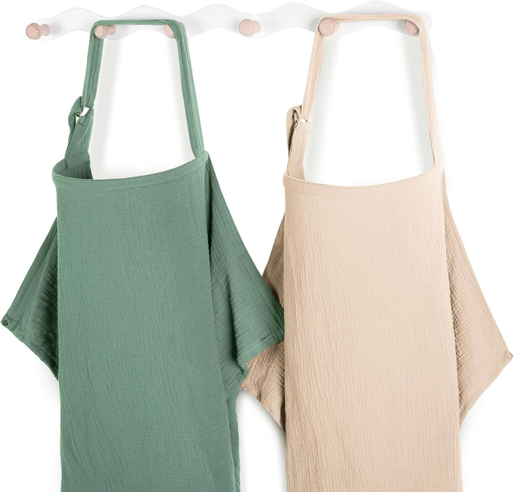 Yoofoss muslin nursing cover front view with arch neckline