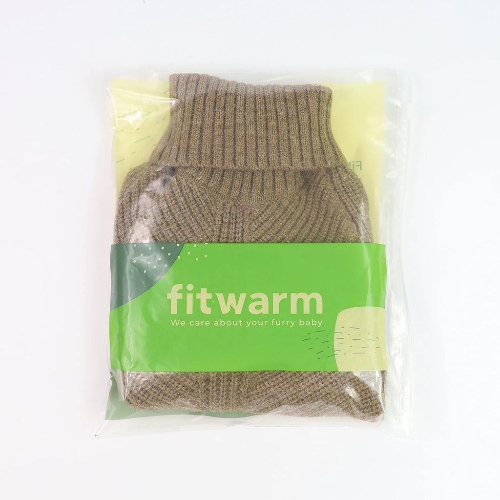 Fitwarm sage green knit sweater laid flat showing sizing proportions for small breeds