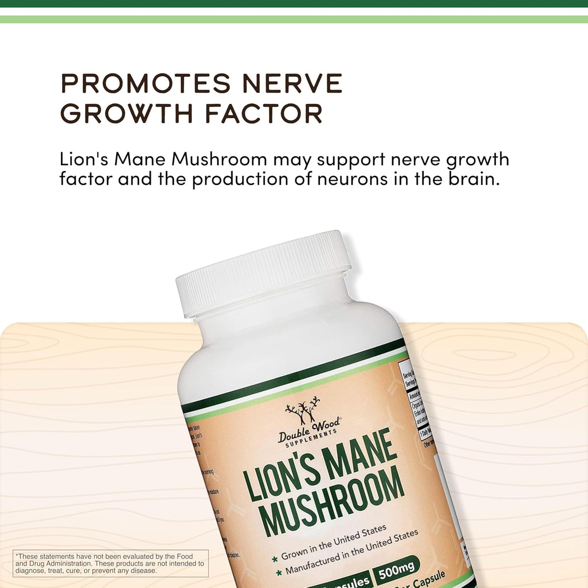 Organic Lion's Mane Mushroom,1,000mg, Grown in USA, 120 Capsules - Image 4