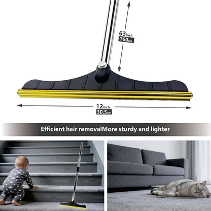Removing dog hair from automotive floor mats with carpet rake