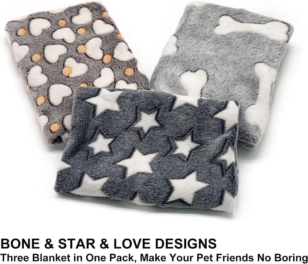 Premium double sided coral velvet pet blankets pack of three close up texture.