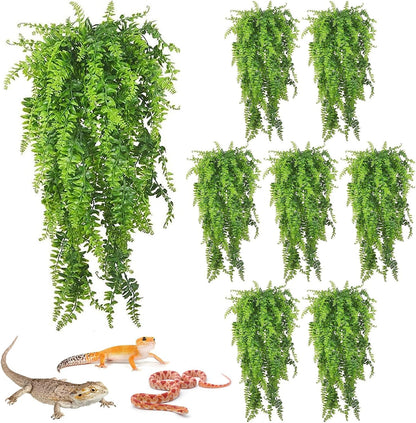 PINVNBY Reptile Plants Hanging Fake Vines Boston Climbing Terrarium Plant with Suction Cup for Bearded Dragons Lizards Crested Gecko Snake Hermit Crab and Tank Habitat Decorations (2 Pack) - Image 10