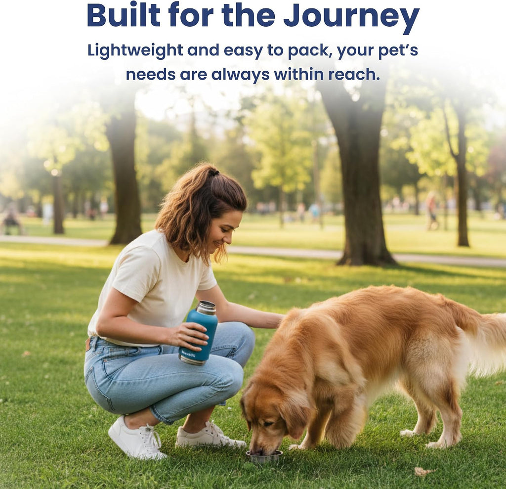 PawsPik 32oz 3-in-1 Travel Dog Water Bottle & Bowl Set - Stainless Steel Vacuum-Insulated Bottle with Detachable Food & Water Bowls, Leak-Proof, Keeps Water Cold 12hrs/Hot 6hrs (Midnight Summit Blue) - Image 9