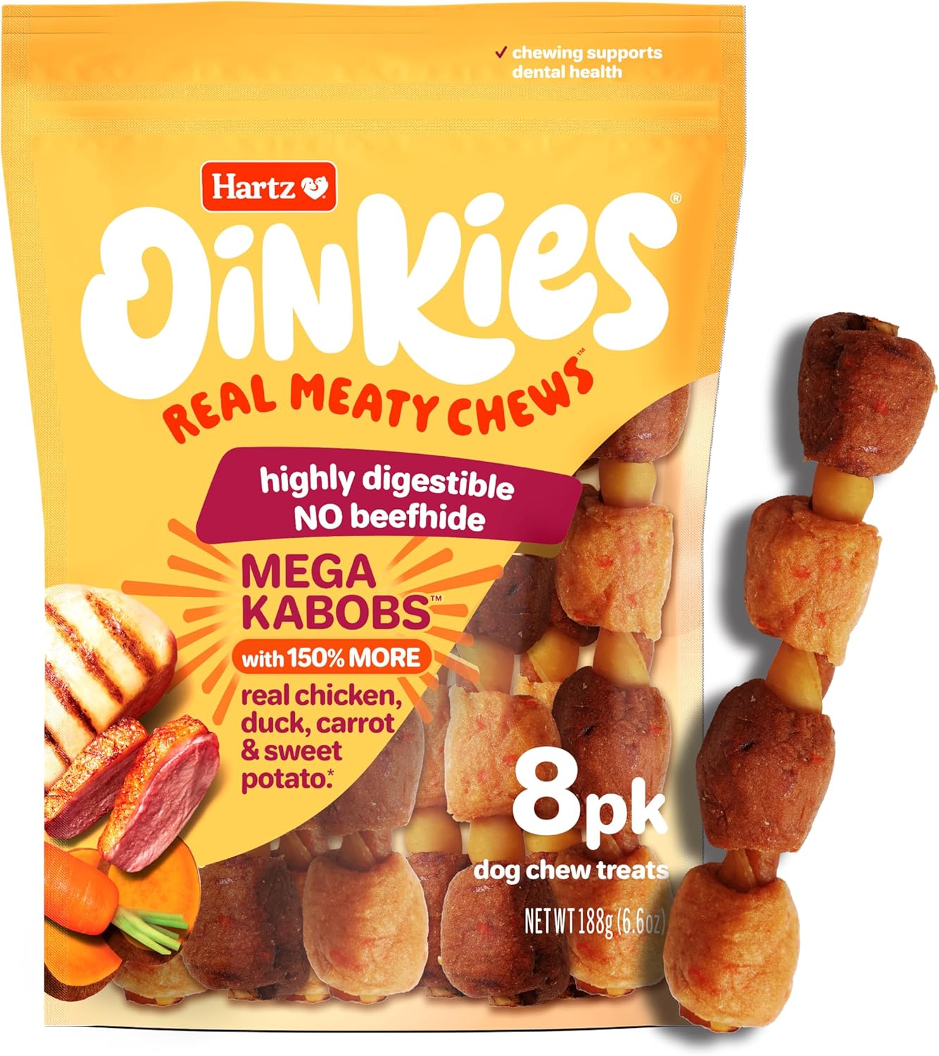 Oinkies Hearty Kabobs RawhideFree Dog Treats, 18 Count - Image 10