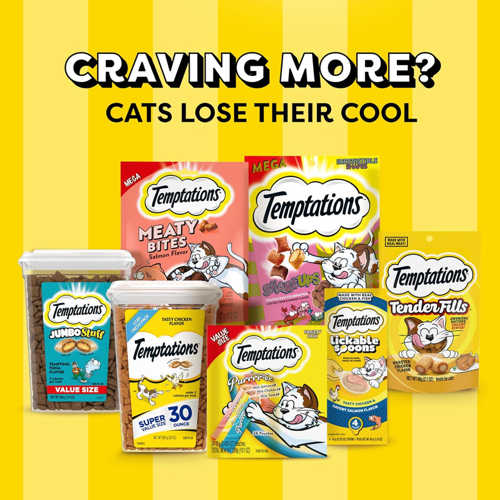 Temptations Jumbo Stuffed Cat Treats, Crunchy and Soft Cat Treats, Tempting Tuna Flavor, 14 oz. Tub - Image 13