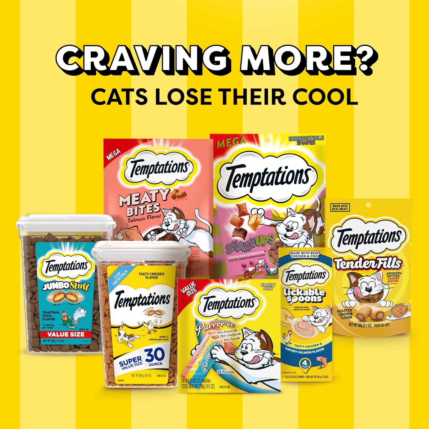 Temptations Jumbo Stuffed Cat Treats, Crunchy and Soft Cat Treats, Tempting Tuna Flavor, 14 oz. Tub - Image 13