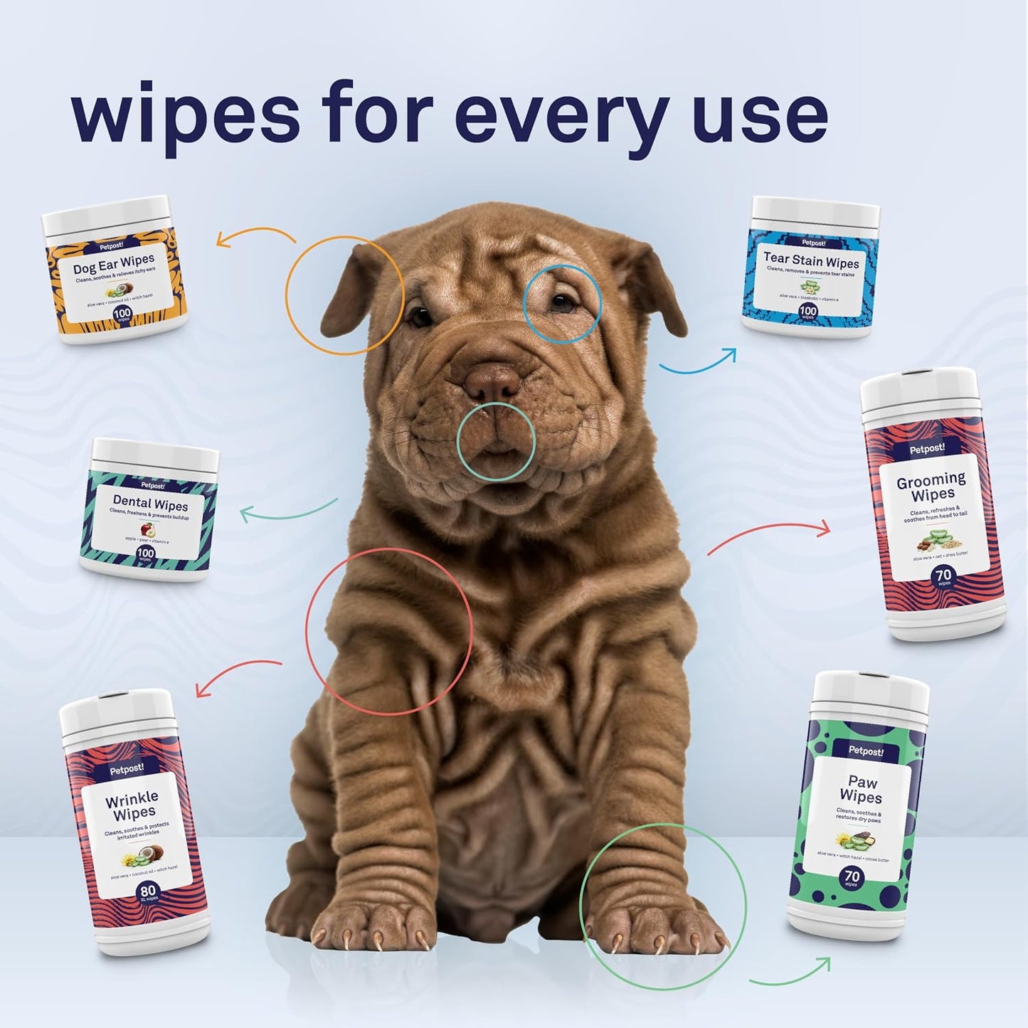 Petpost Wrinkle Wipes for Dogs | 100 Count Dog Face & Wrinkle Cleaner | Gentle Pet Wipes with Coconut Oil for Bulldogs, Pugs & Wrinkly Breeds | Dog Cleaning & Deodorizing Wipes - Image 9