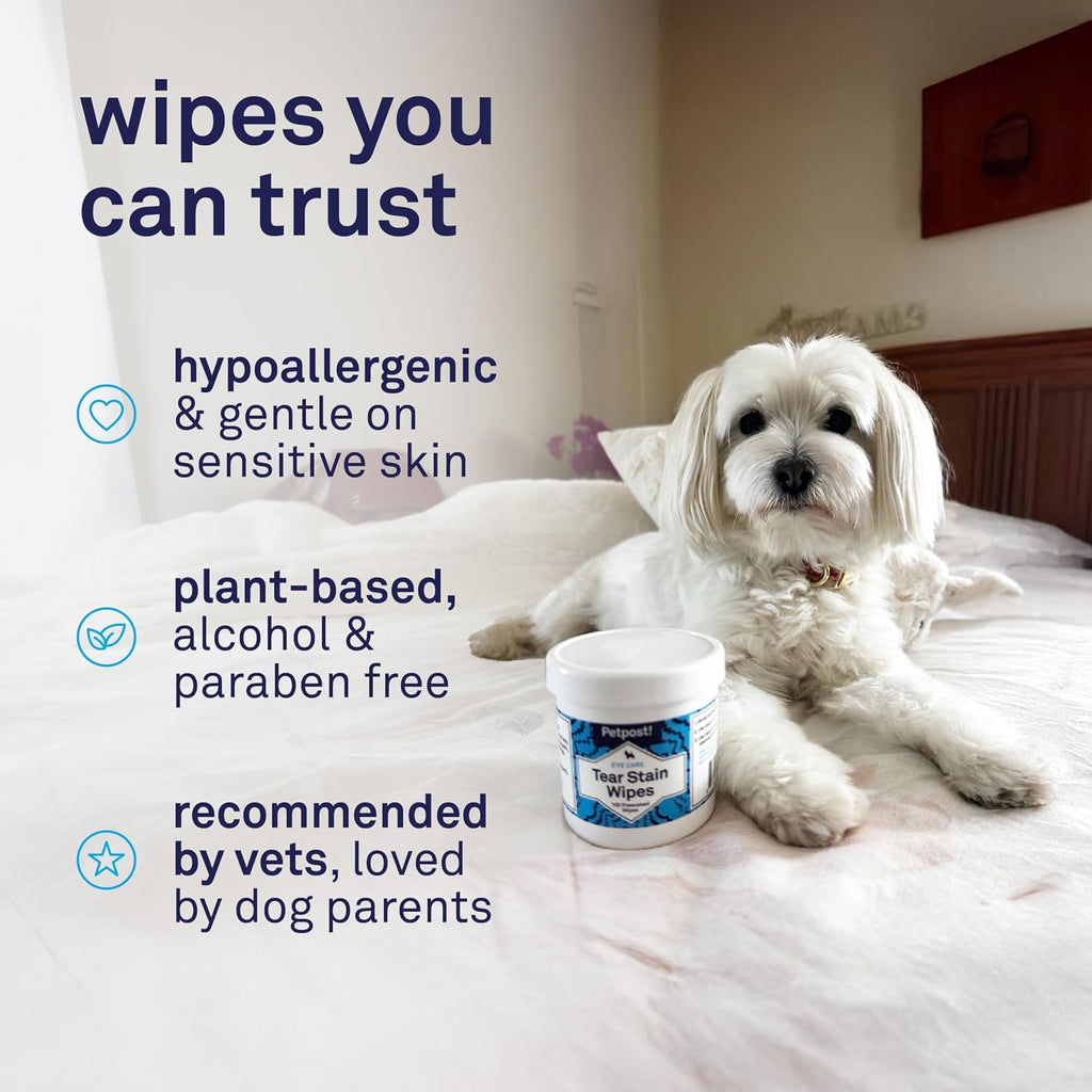 Petpost gentle eye wipes for dogs with white fur