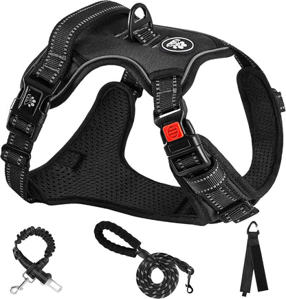 NESTROAD No Pull Dog Harness,Adjustable Oxford Medium Dog Harness with Leash,Reflective No-Choke Pet Vest Harness with Easy Control Soft Handle for Small Medium Large Dogs(M,Pink) - Image 13