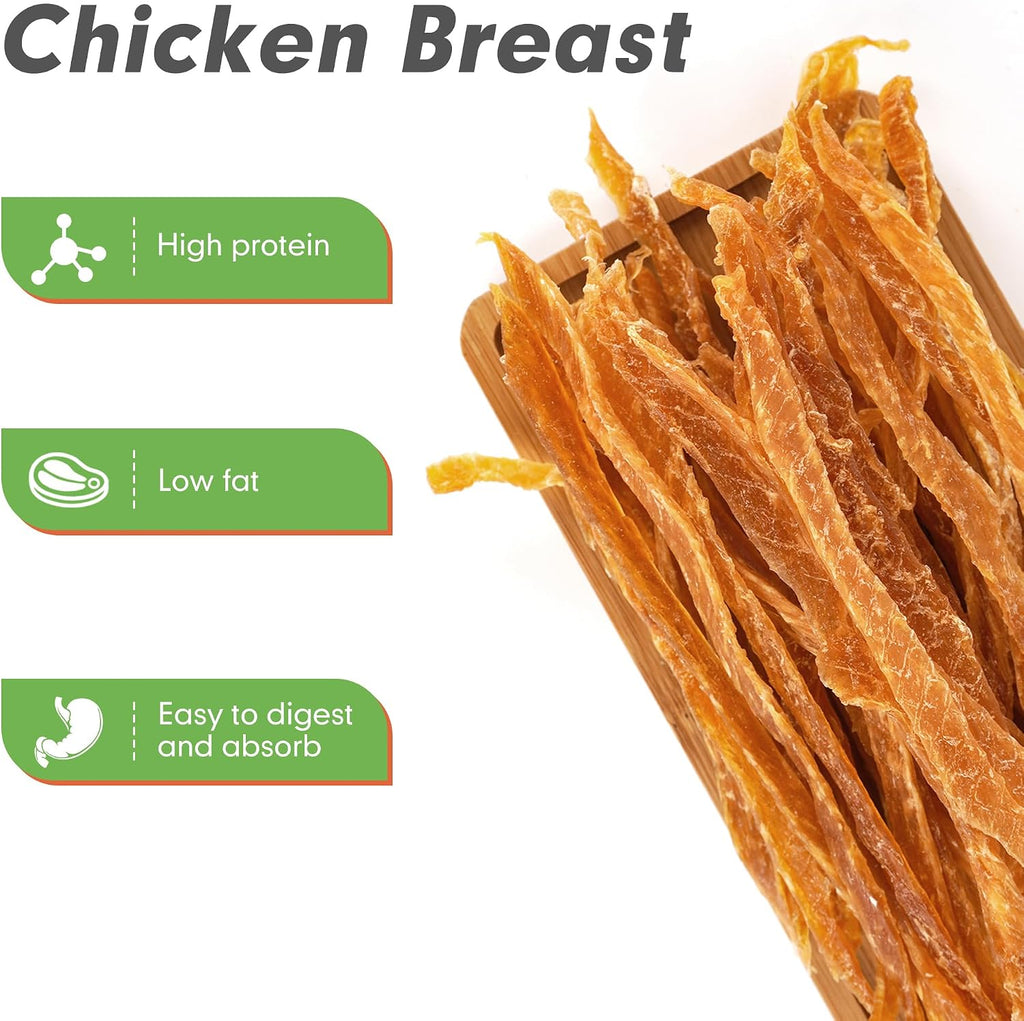 Mon2sun Chicken Jerky strips texture close up