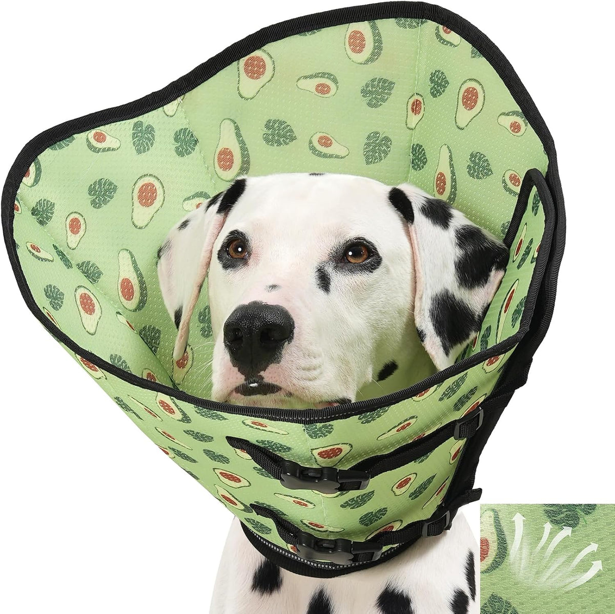 Avont 2026 Upgraded Dog Recovery Collar front view with avocado pattern