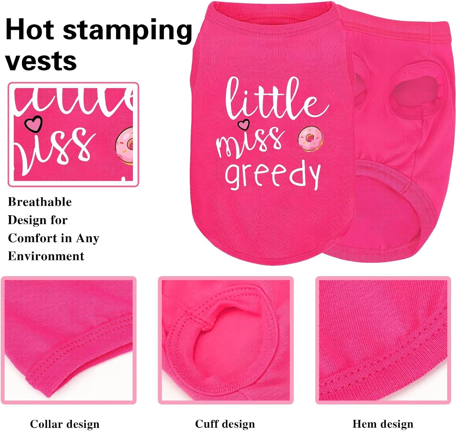 Side view of pink sleeveless dog shirt with princess motif