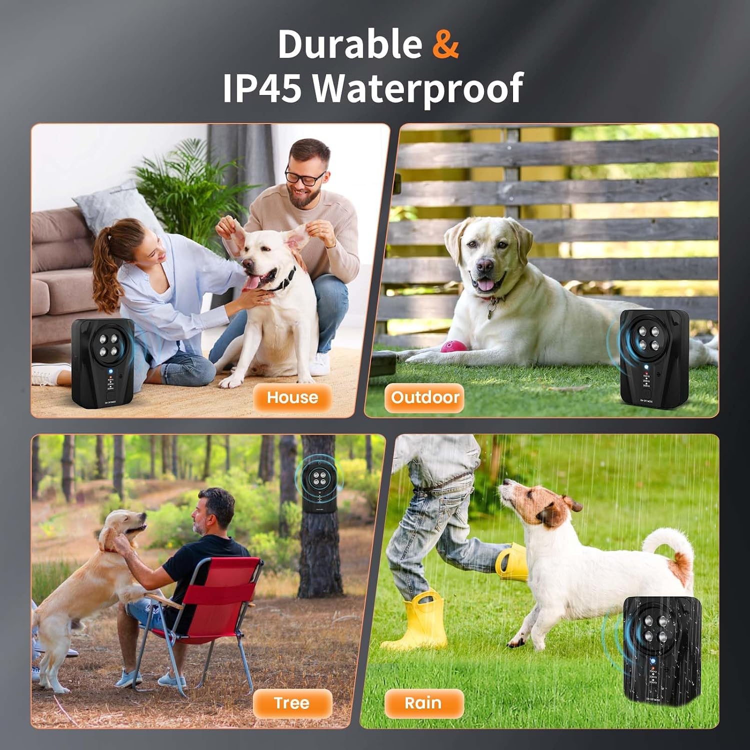 Rechargeable ultrasonic dog deterrent box with USB cable