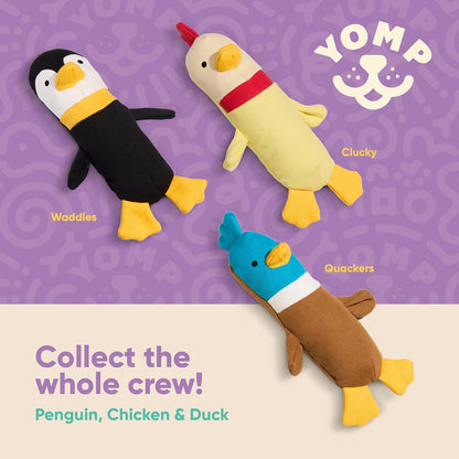 Top view of Yomp Waddles durable penguin toy