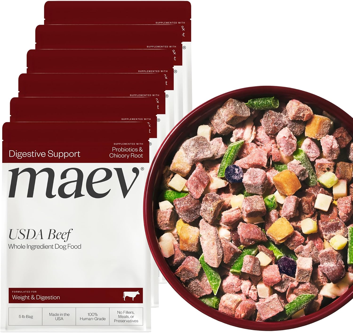 Maev Human-Grade Fresh-Frozen Beef Dog Food, Weight & Digestion Formula | High-Protein, Grain-Free, Whole Ingredient Raw Food for Dogs | Complete & Balanced Meal or Topper | Made in USA | 5 lb - Image 15