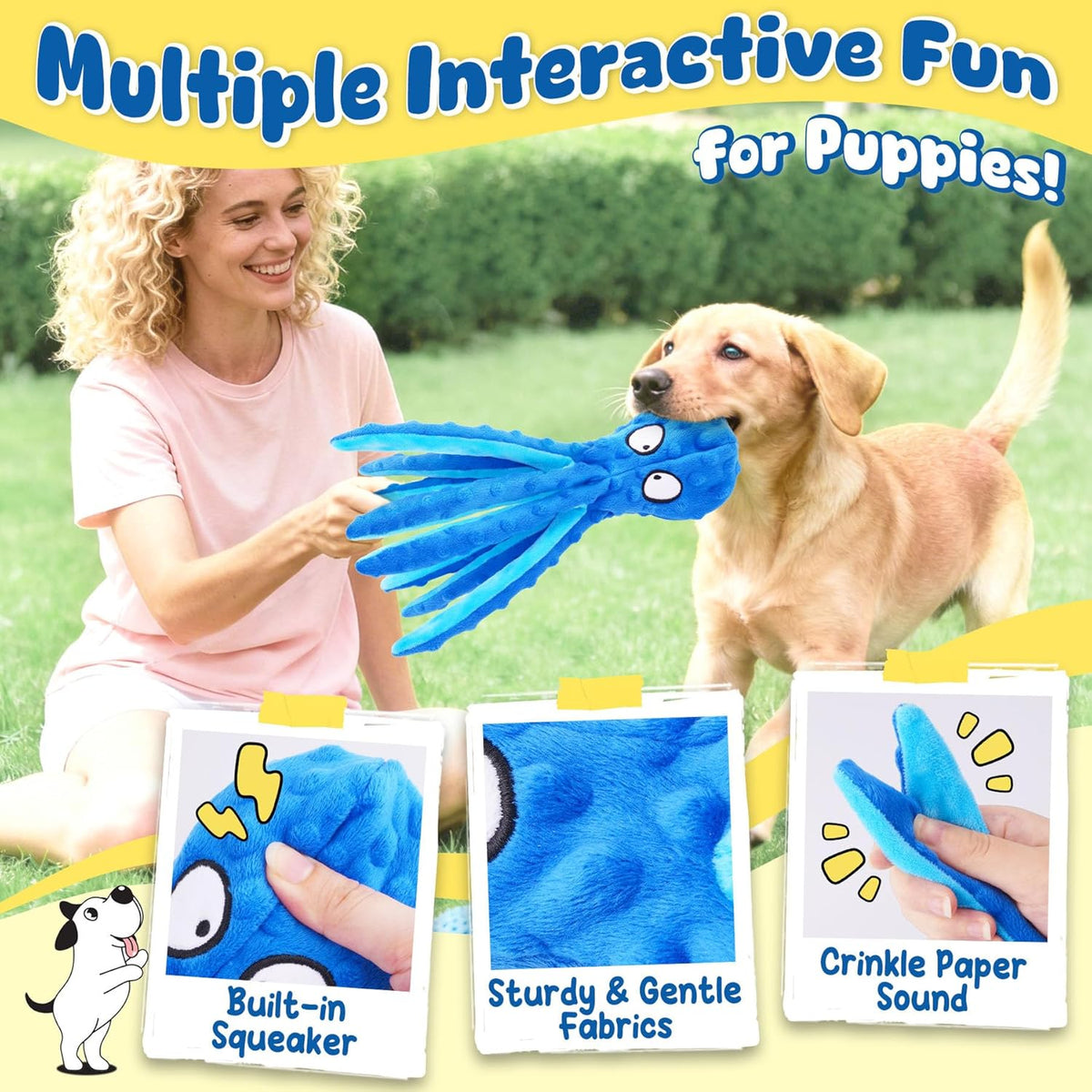 Durable cotton puppy teething ropes and rubber ring for small dog chewing relief