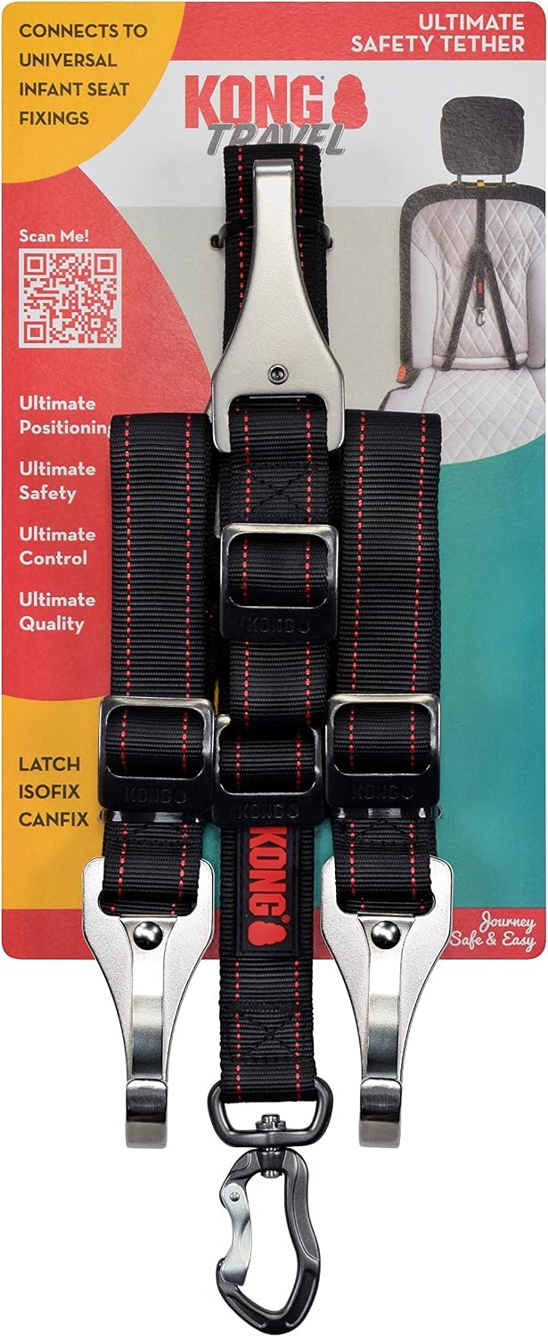KONG Ultimate Safety Tether black and red dog car restraint
