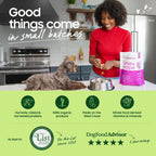 Dog eating Smallbatch freeze-dried beef meal