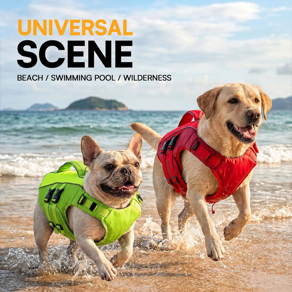 Queenmore dog flotation jacket high density foam close up view