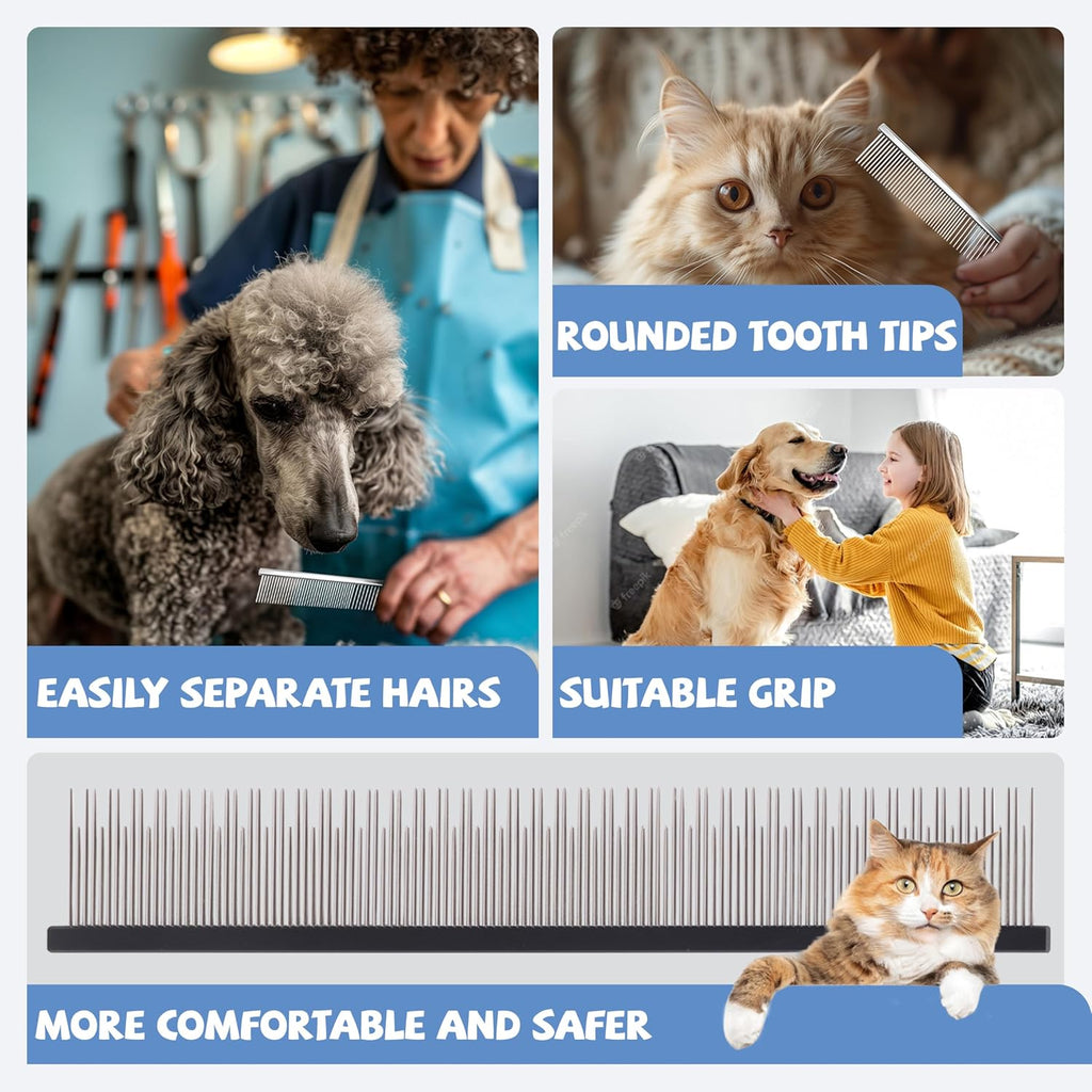Hand holding Susook 8.5 inch pet comb during grooming