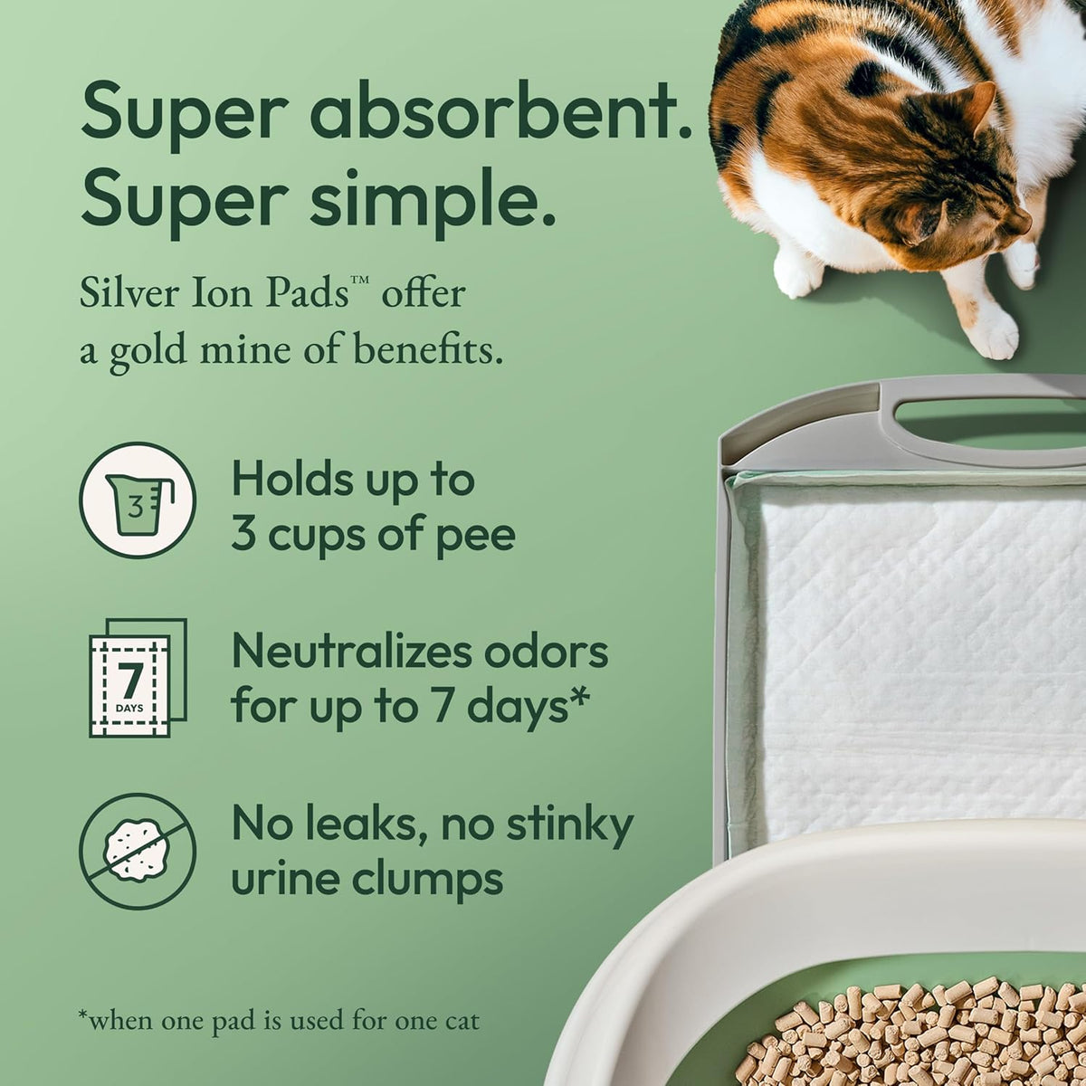 Cat stepping out of a clean Breeze litter box with zero tracking