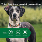 Authentic imported pet flea and lice defense treatment tube close up overview.