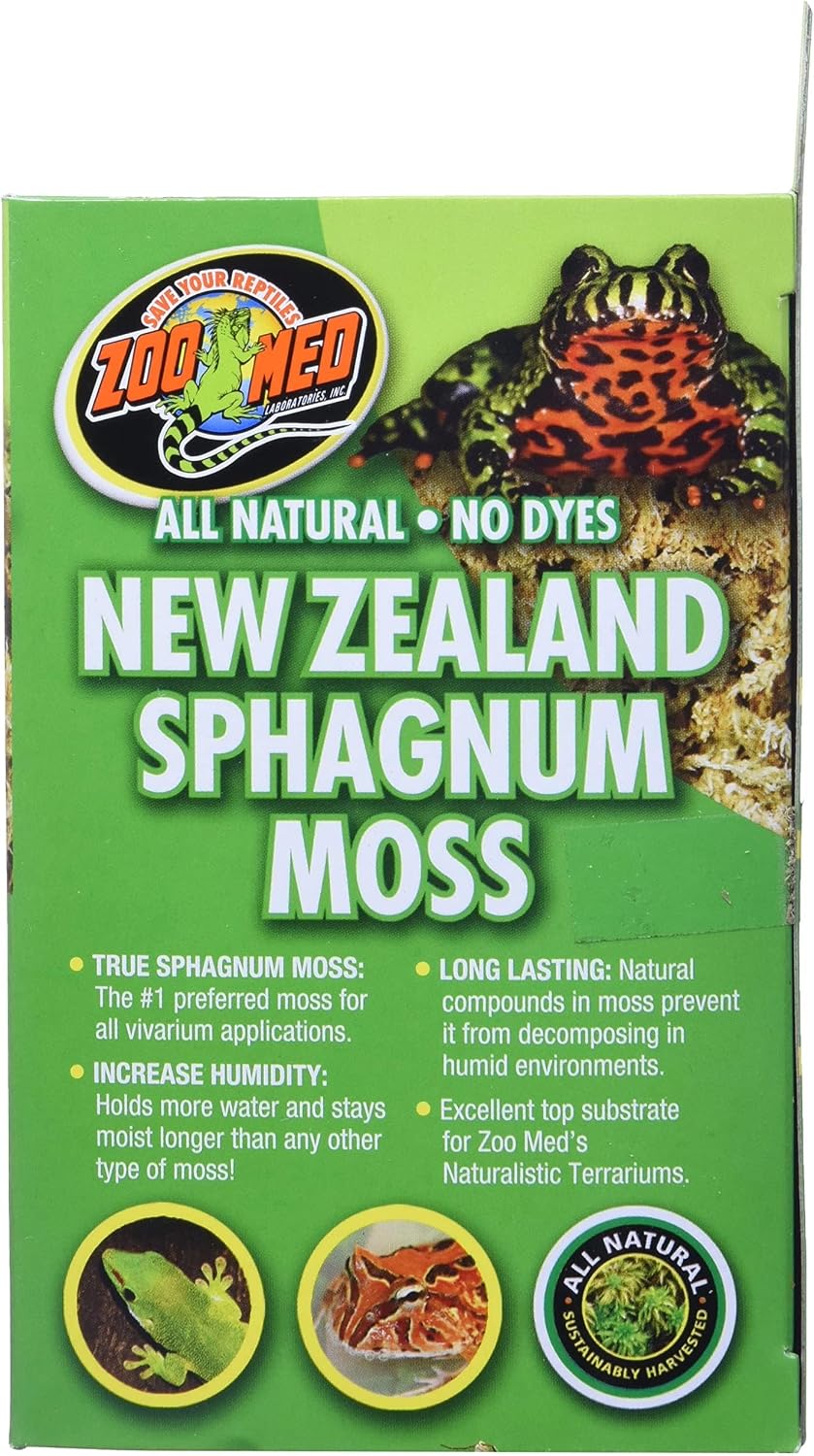 Zoo Med New Zealand Sphagnum Moss hydrated in a terrarium setup