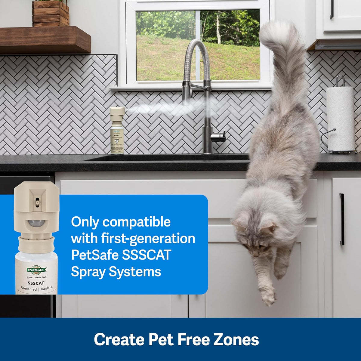 Unscented and non staining behavior correction automatic spray replacement can