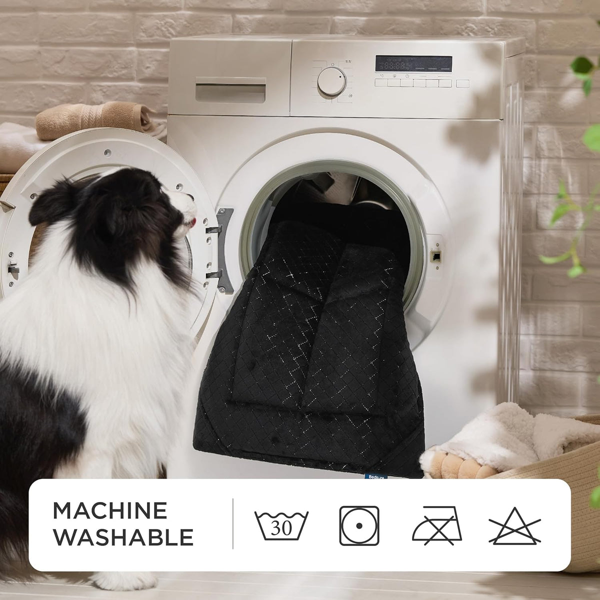 Bedsure Chew Resistant XL Dog Bed - Chew Proof Dog Crate Pad Machine Washable Durable Kennel Mat for Chewers with Reinforced Corners, Black, 41x27 in - Image 9