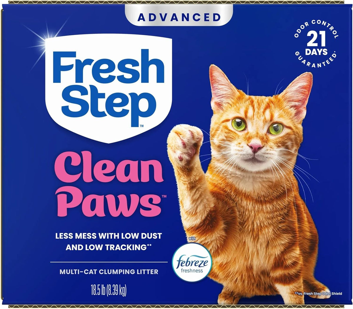 Fresh Step Advanced Clean Paws Multi Cat Clumping Litter with Febreze Freshness, Low Tracking, 18.5 lb. Box, Pack of 2 - Image 15